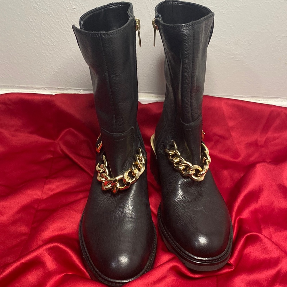 Kashilla Chain Link Leather Moto Boots